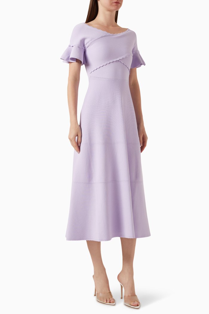 Wrap-front Knit Dress in Stretch Viscose, Purple