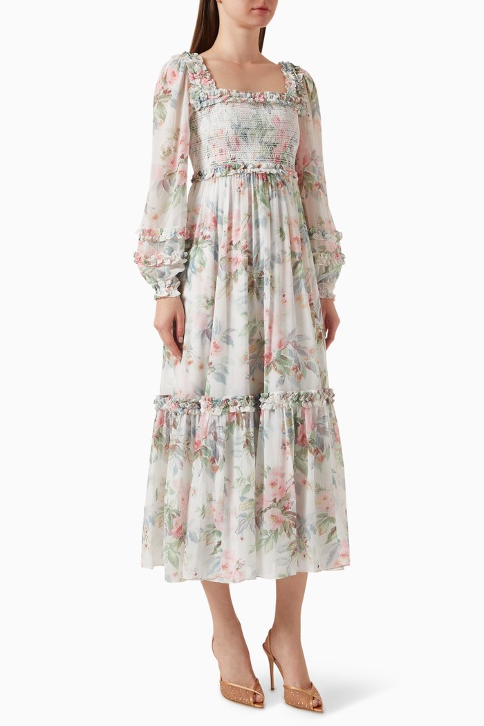 Paradise Maria Floral-print Dress in Chiffon, Multicolour