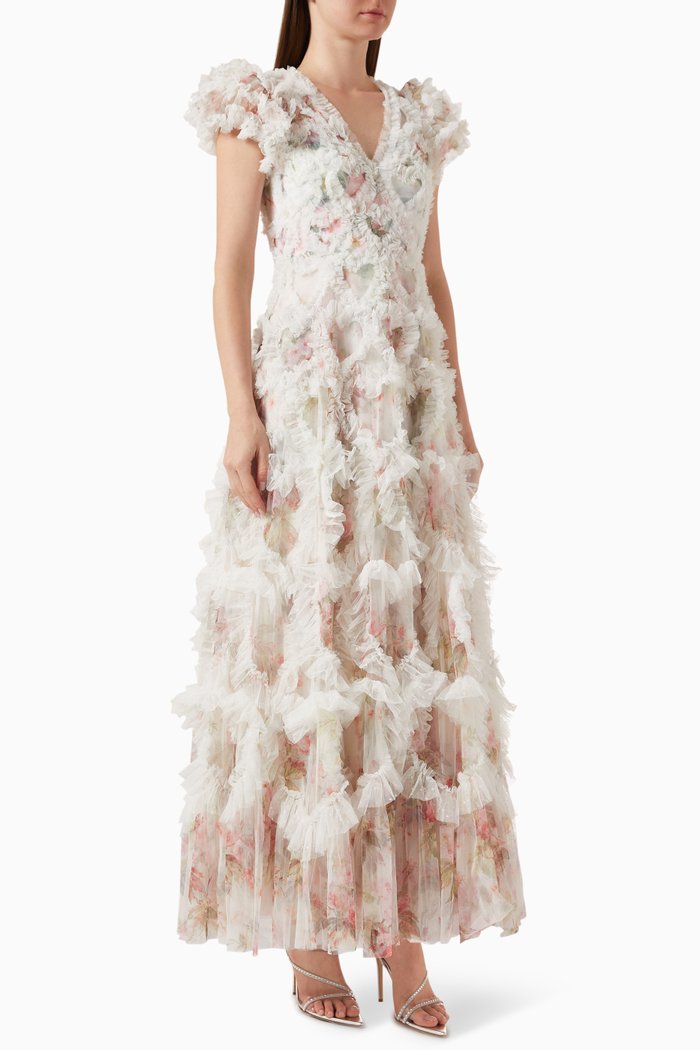 

Paradise Garden Frill Gown in Tulle, Multicolour