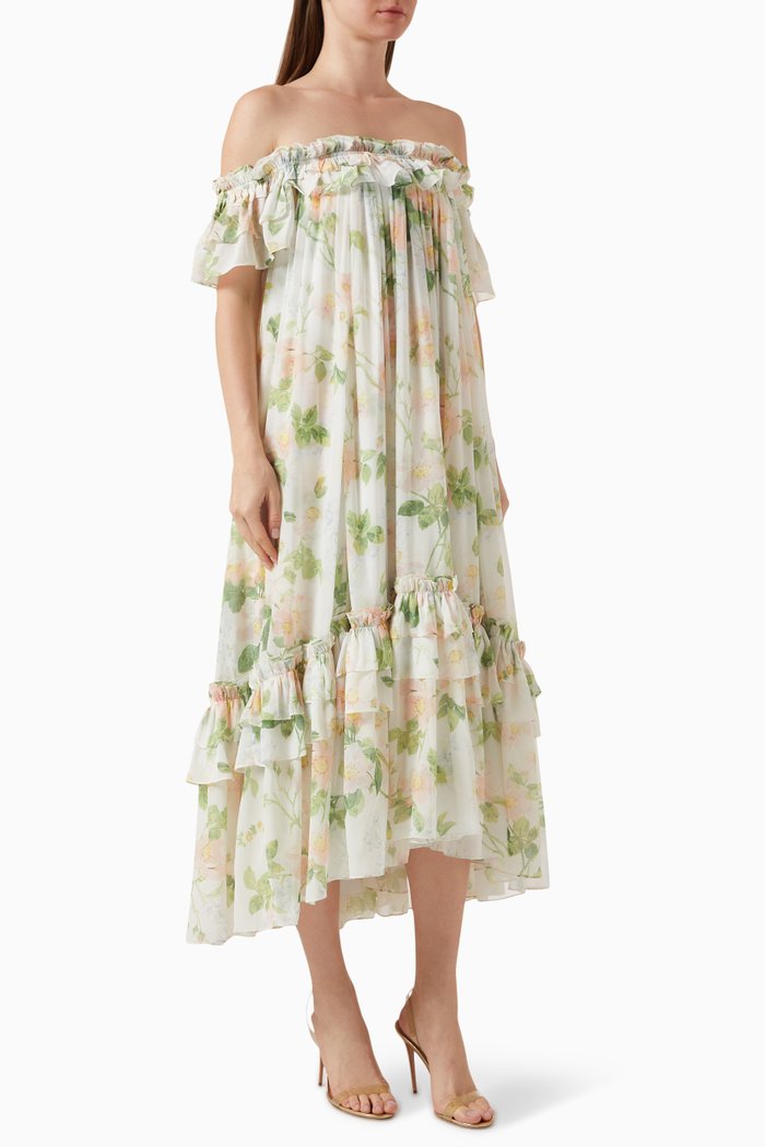 

Immortal Rose Off-shoulder Gown in Chiffon, Multicolour