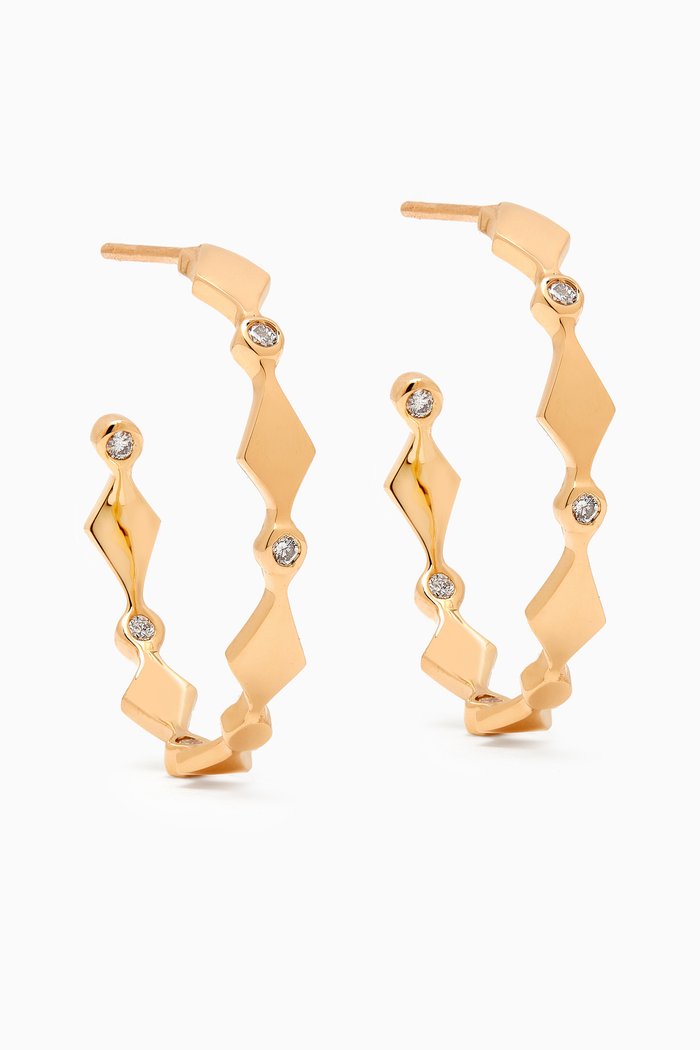 Mosaic Diamonds Hoop Earrings in 18kt Gold, Yellow