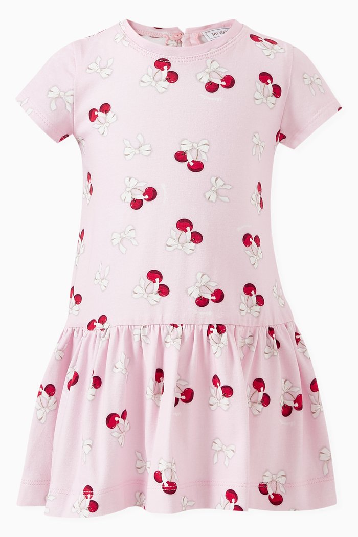 

Cherry-print Dress in Cotton Jersey, Pink