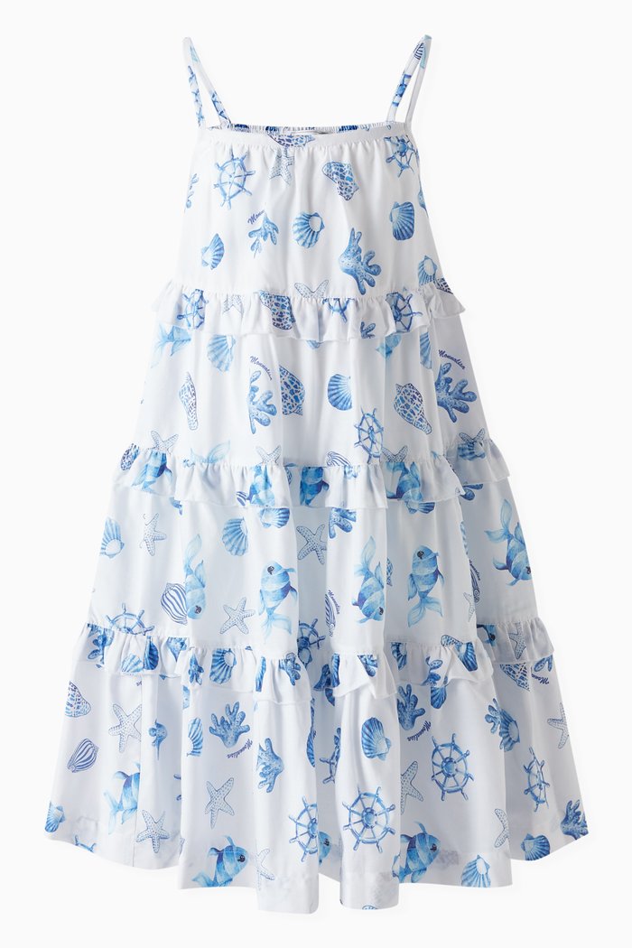 

Marine Print Sundress in Cotton, White