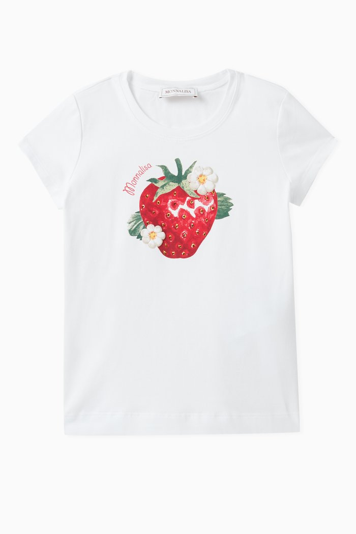 

Graphic Print T-shirt in Cotton Blend, White