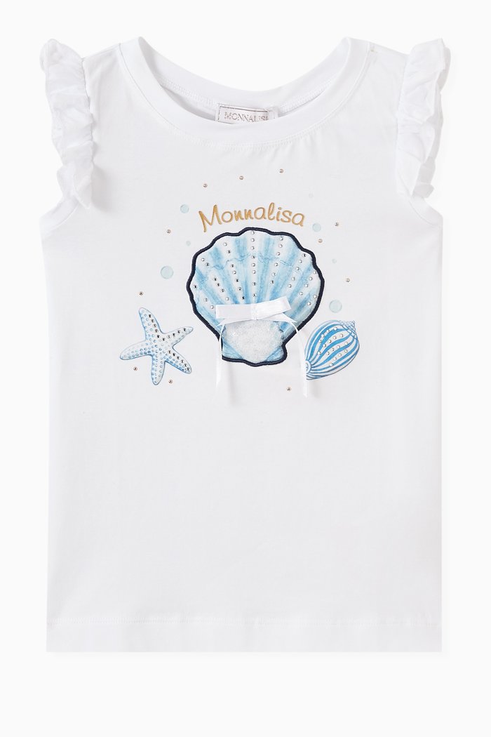 

Embellished T-shirt in Cotton Jersey, White