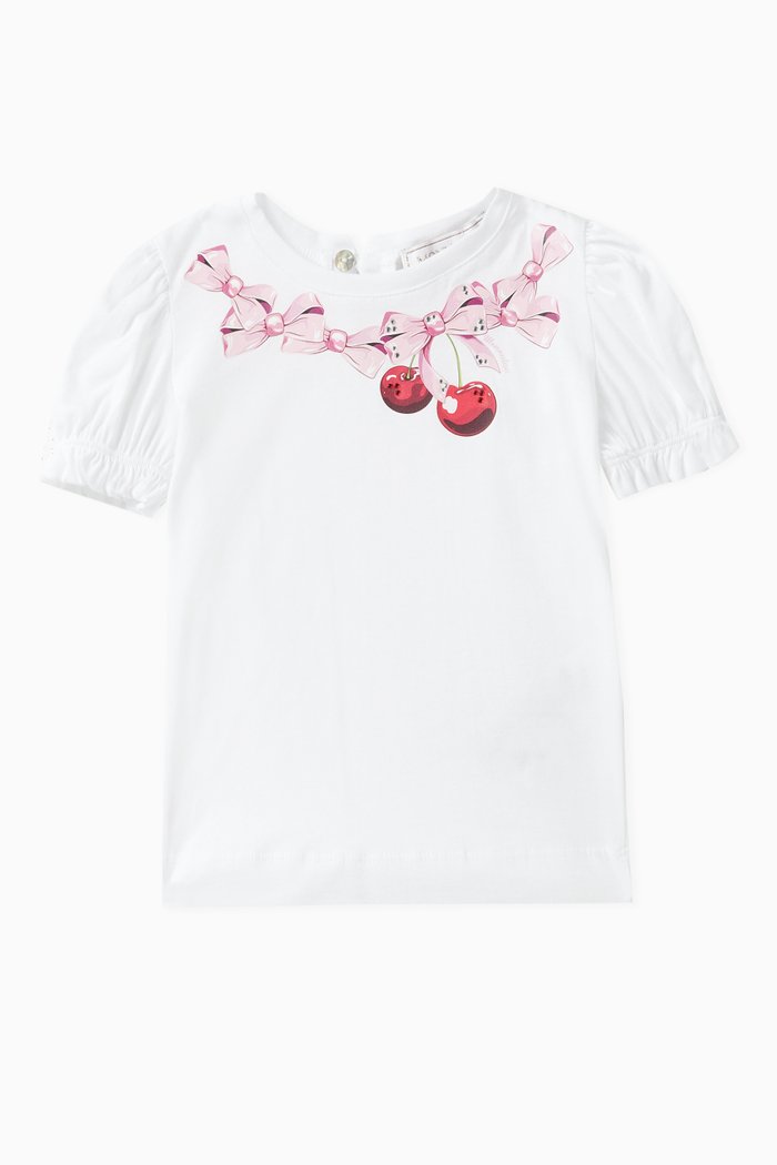 

Ruffled T-shirt in Cotton, White