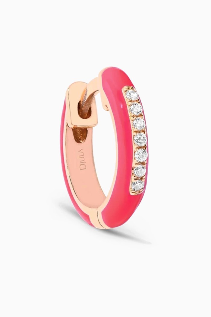 

Marbella Single Hoop Diamond & Enamel Earring in 18kt Rose Gold