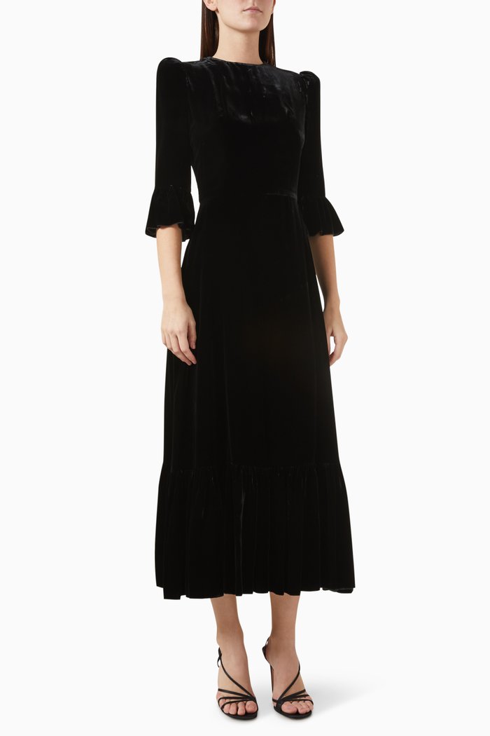 

The Festival Dress in Silk Metallic Chiffon, Black