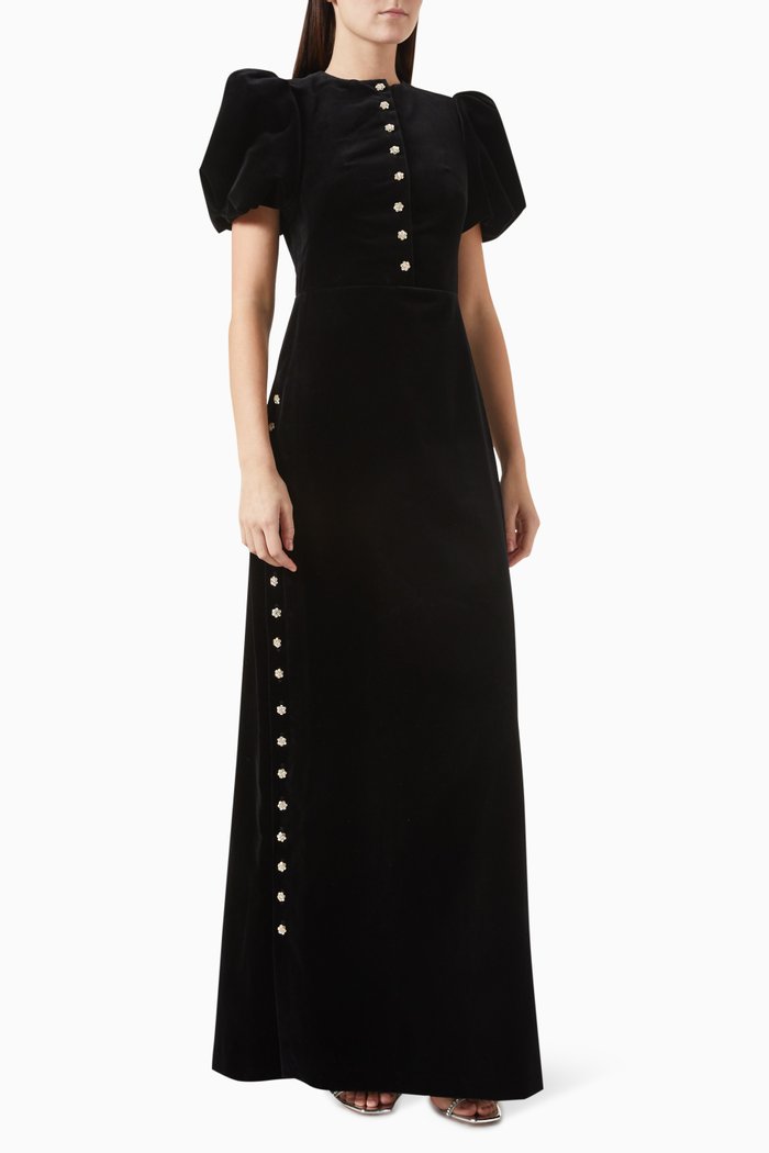 

The Confessional Dress in Cotton Velvet, Black
