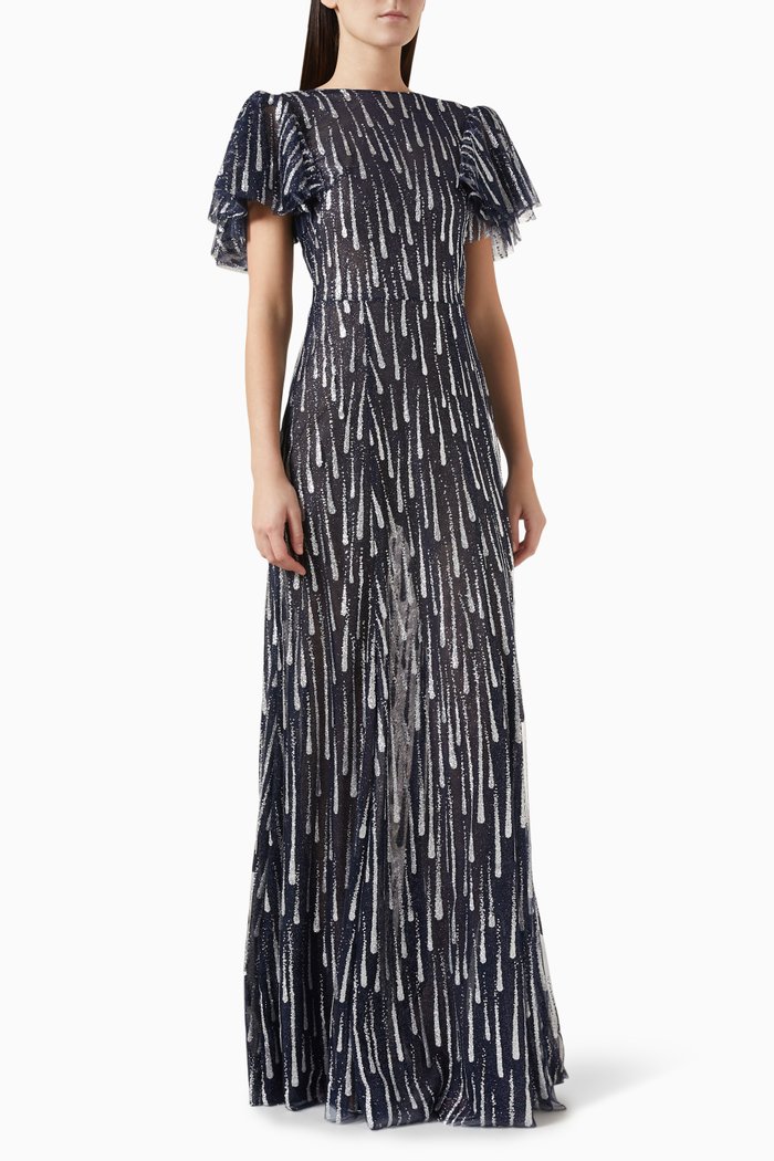 

The Silver Rain Dress in French Tulle, Blue