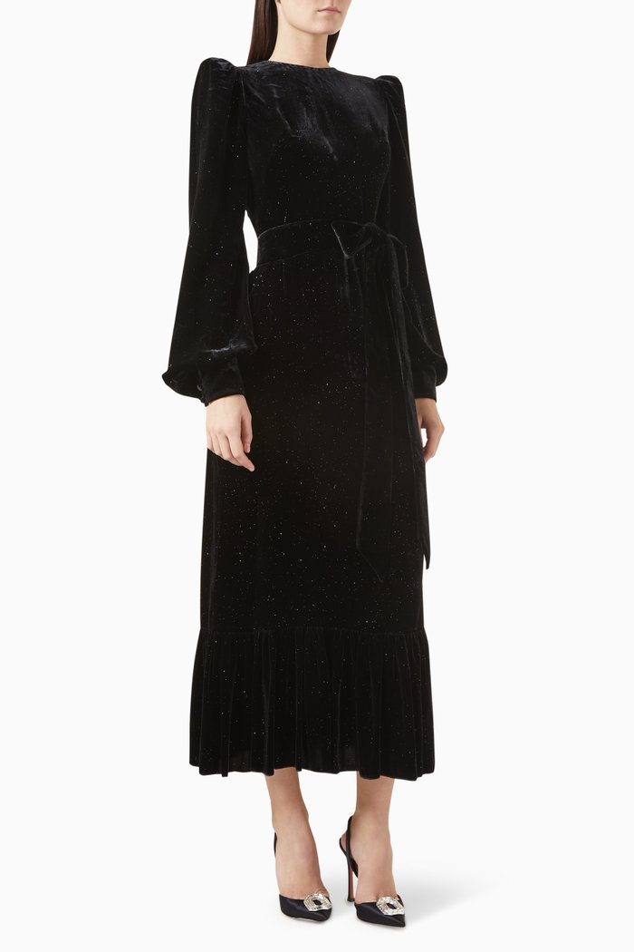 The Villanelle Dress in Velvet Silk, Black