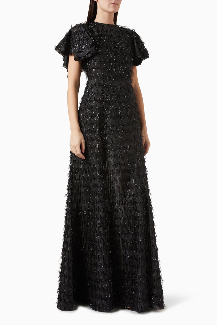 The Light Sleeper Dress in Tinsel Chiffon, Black