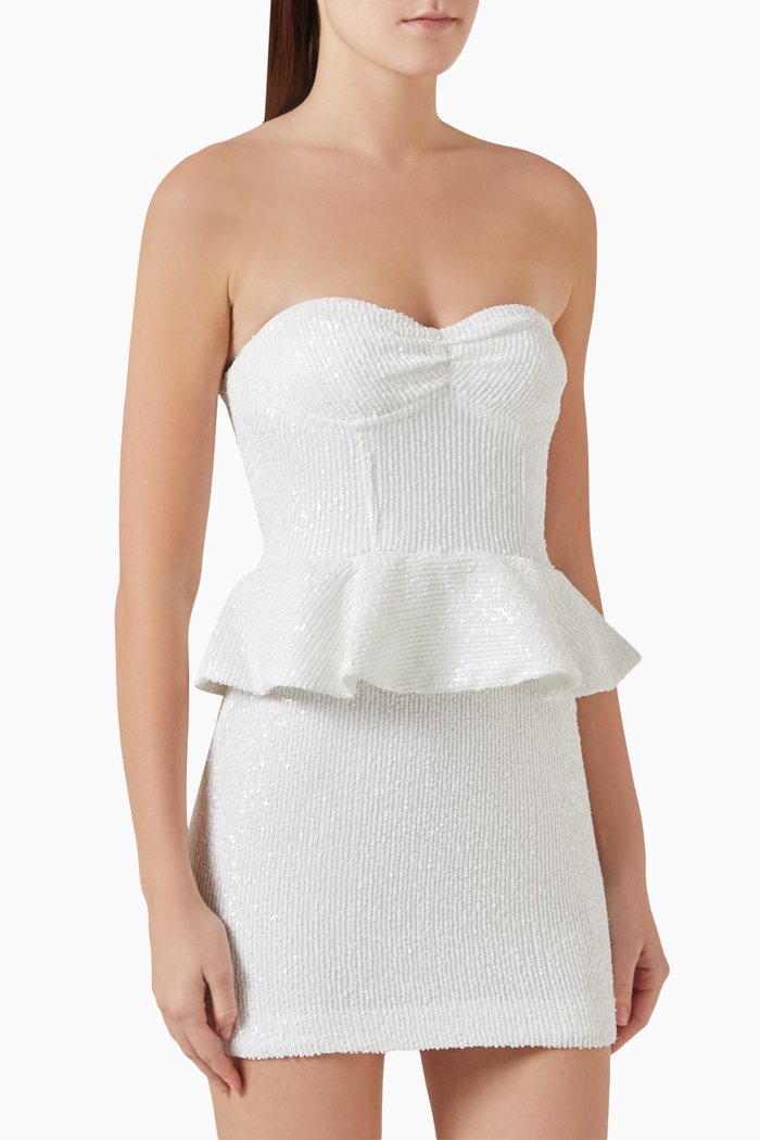 

Sequinned Corset Mini Dress, White
