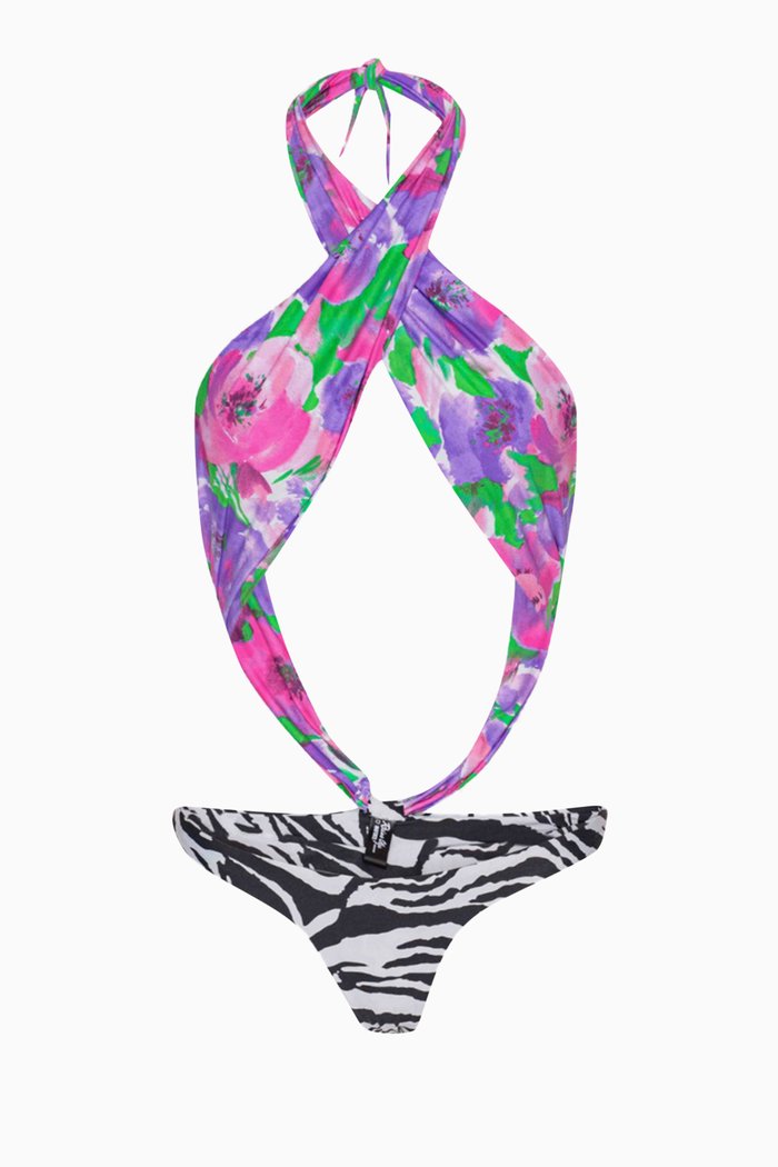 

Soft Mixed Printed One-piece Swimsuit in Stretch Nylon, Multicolour