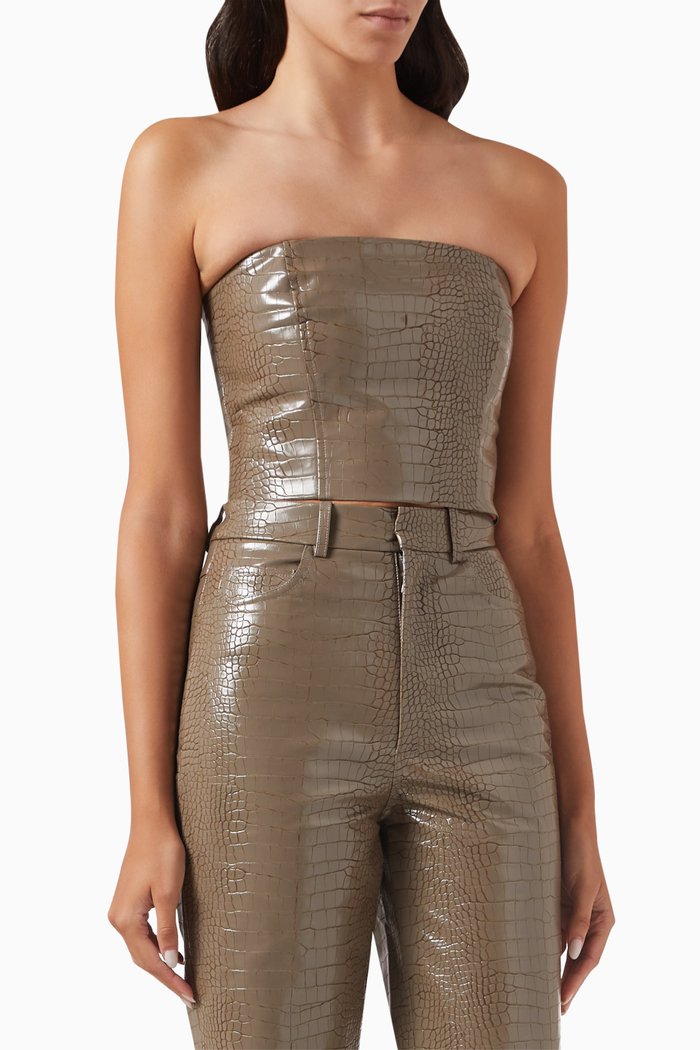 

Textured Crop Top in Recycled Polyester, Brown