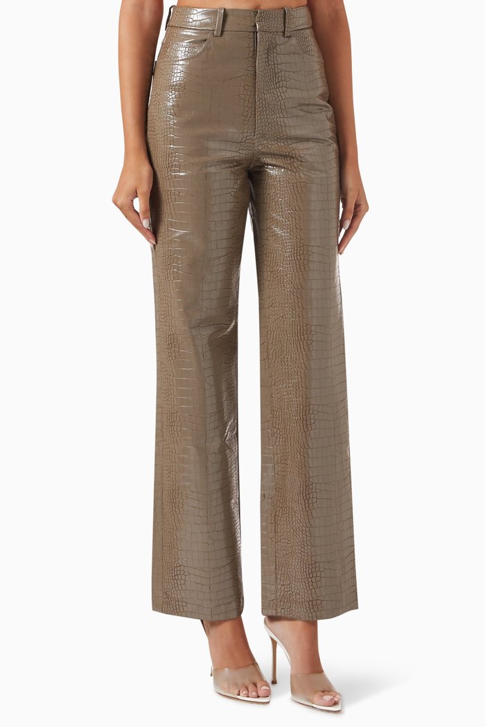 

Textured Pants in Recycled Polyester, Brown