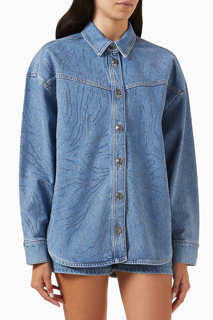 

Anni Rhinestone Shirt in Denim, Blue