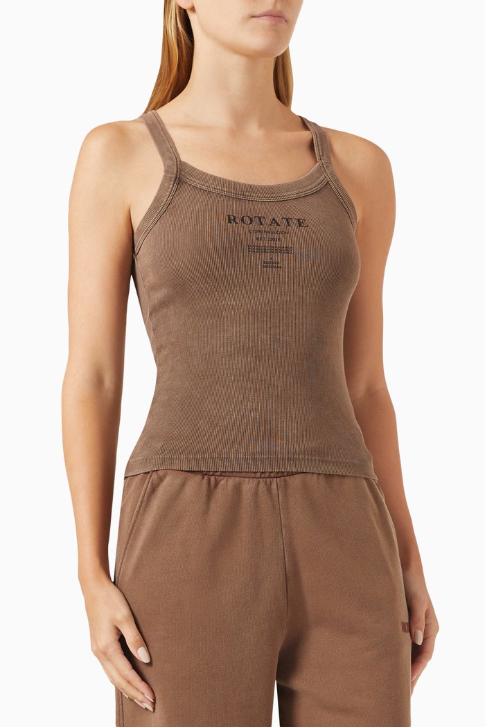 

Fade-effect Logo Tank Top in Organic Cotton Blend, Brown