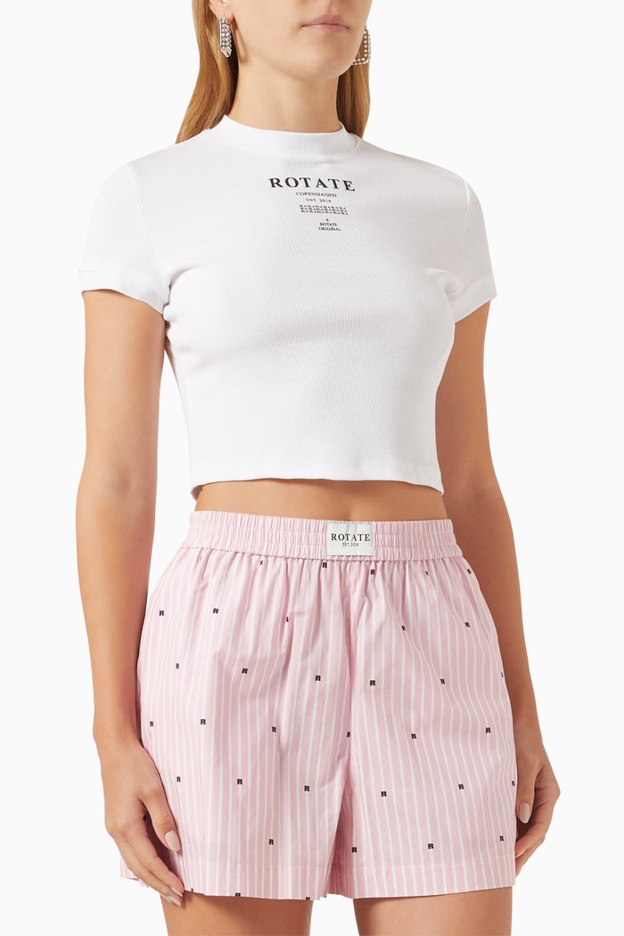 

Ribbed Crop T-shirt in Organic Cotton Blend, White