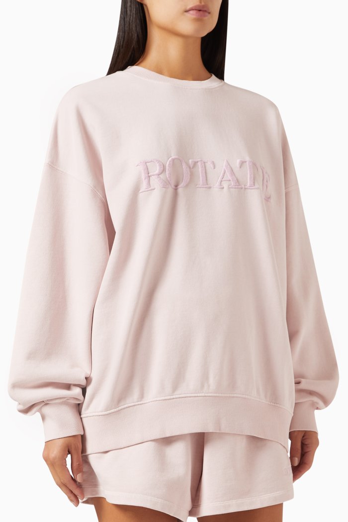Logo Crewneck Sweatshirt in Organic Cotton, Pink