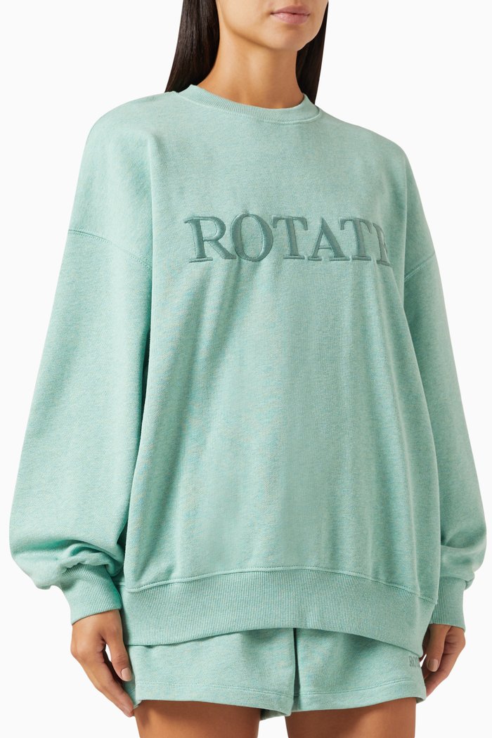Logo Crewneck Sweatshirt in Organic Cotton, Green