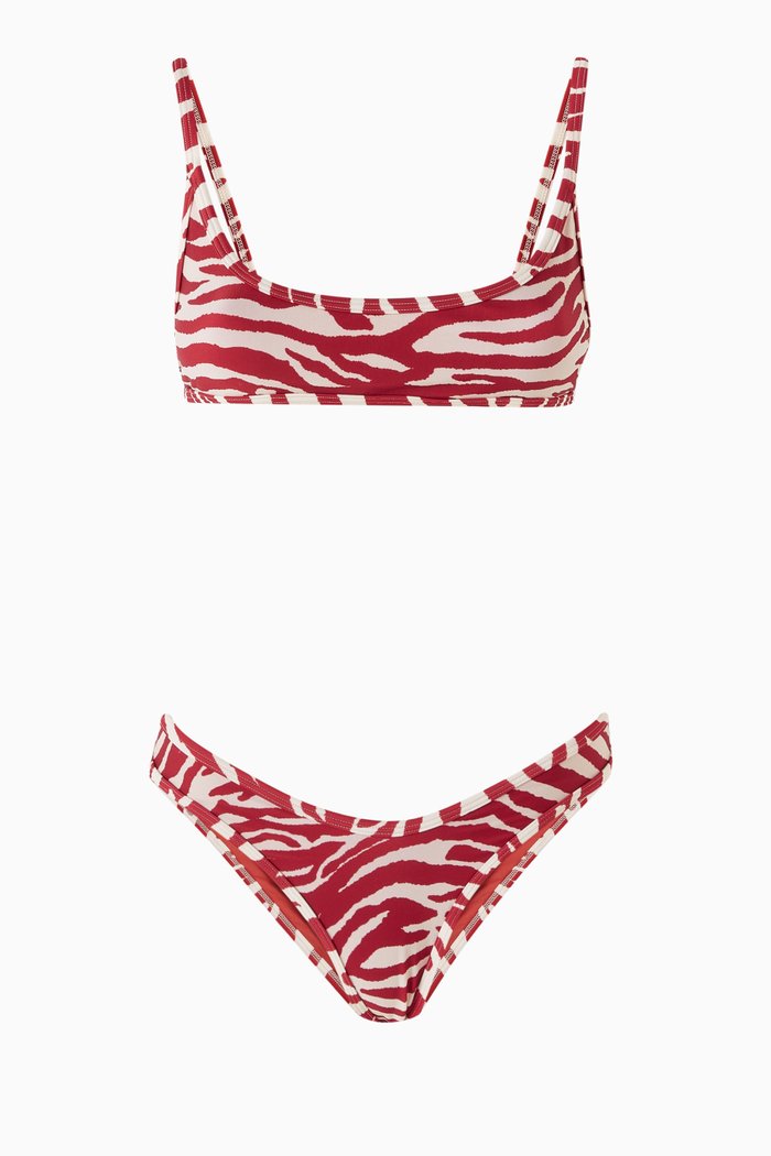 Zebra-print Bikini Set in Lycra, Multicolour
