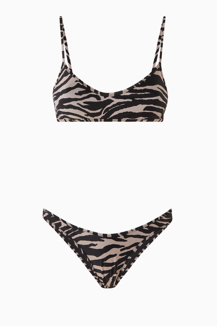Zebra-print Bikini Set in Lycra, Multicolour