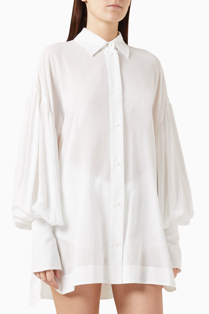 

Embroidered-logo Oversized Shirt, White
