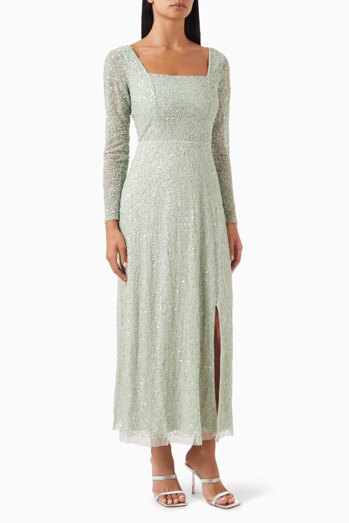 

Embellished Midaxi Dress, Green
