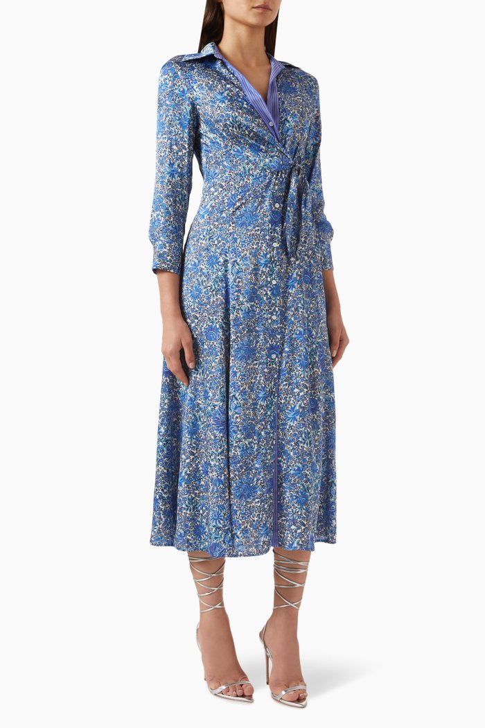

Floral-print Midi Shirtdress in Viscose, Multicolour