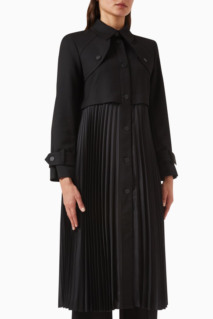 

Pleated Trench Coat, Black
