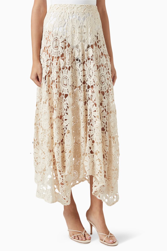 

Beach Maxi Skirt in Crochet, Neutral
