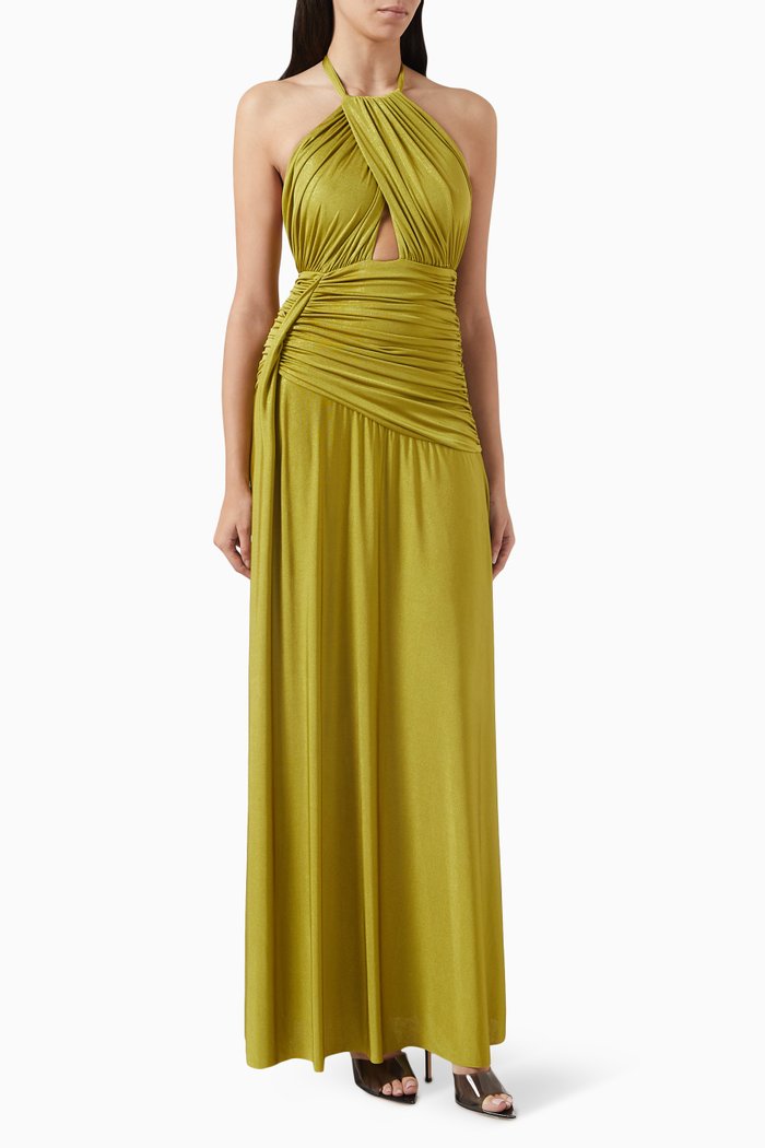 

Halterneck Maxi Dress in Stretch-jersey, Green