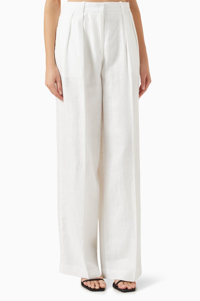 

Pleated Pants in Linen, White