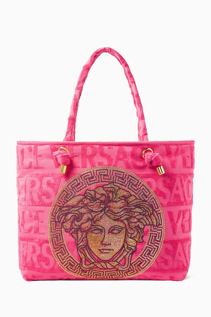 

Crystal Icon Towel Tote Bag in Cotton, Pink