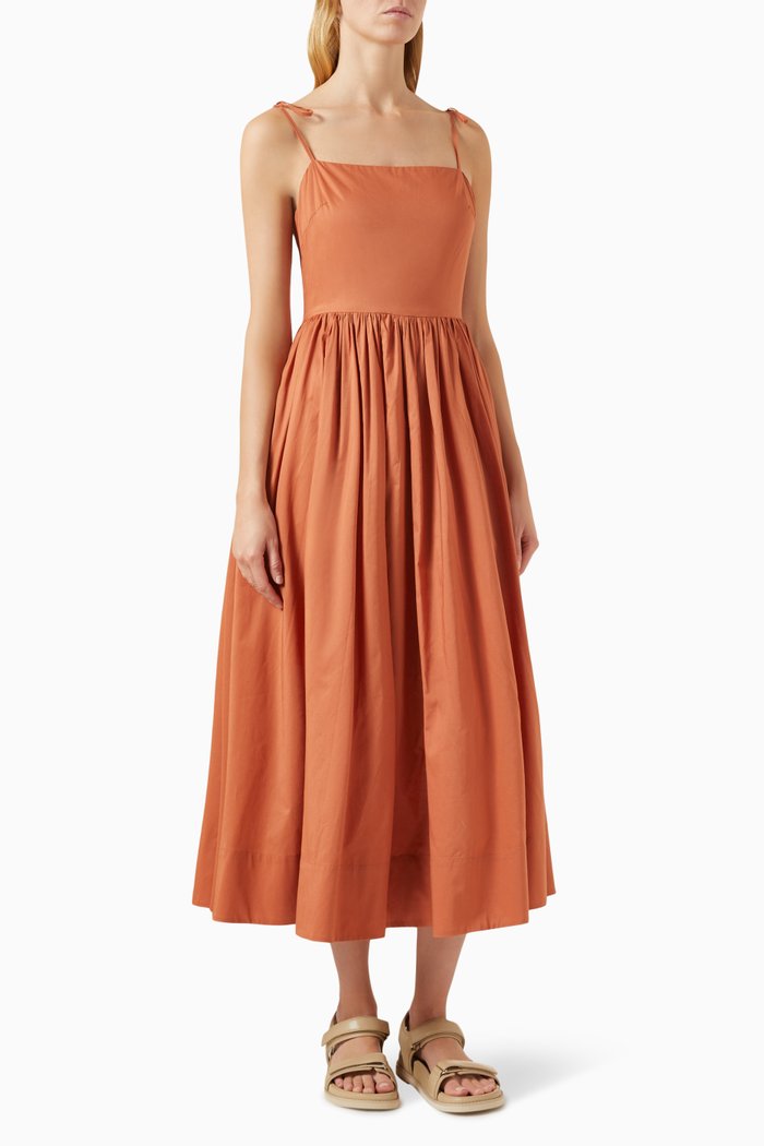 

Open-back Midi Dress in Organic Cotton, Red