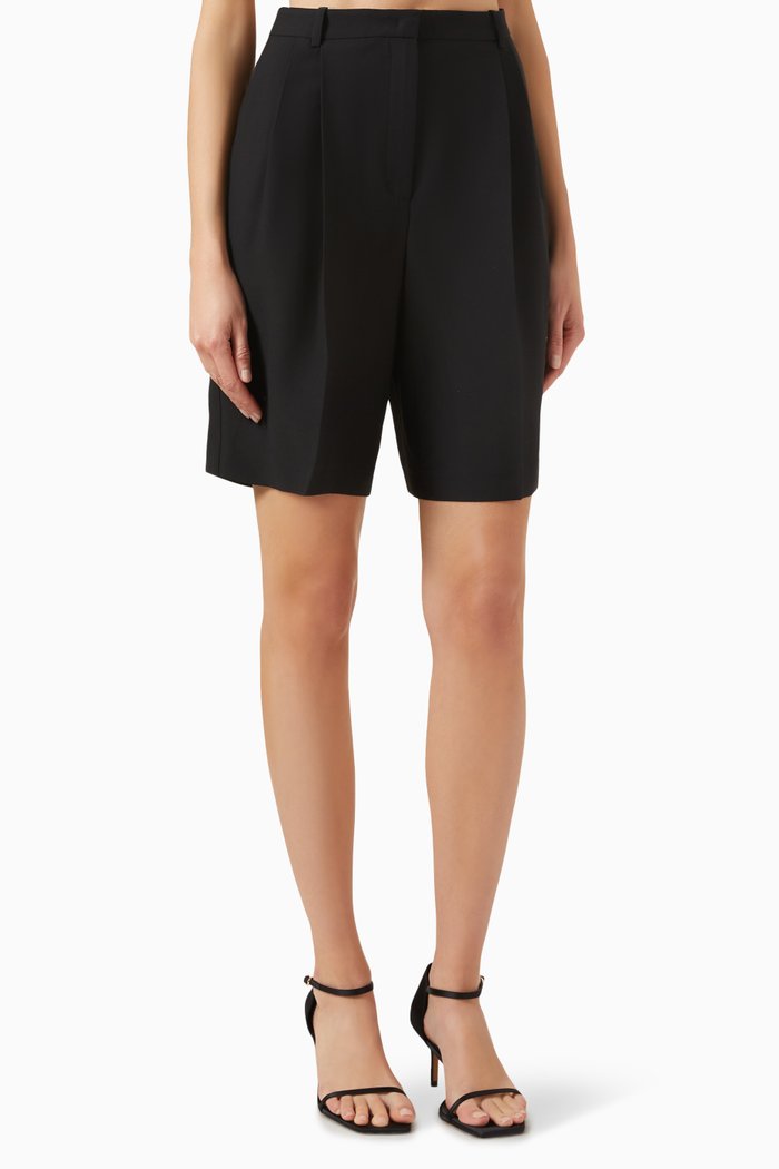 

A-line Shorts in Wool-silk Blend, Black