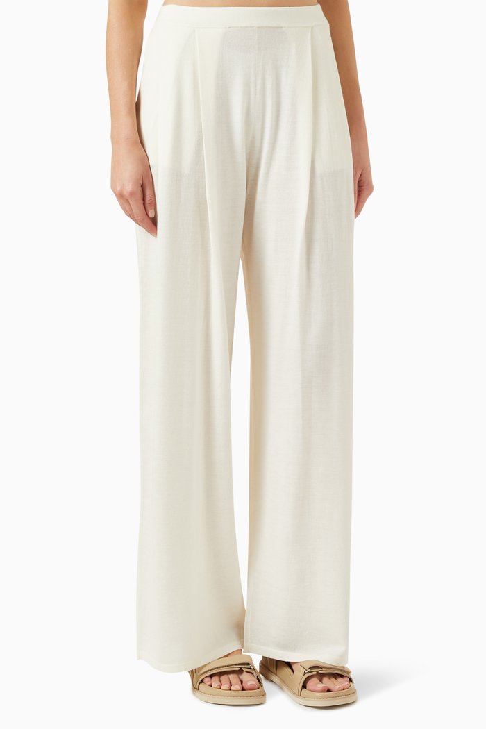 

Wide-leg Pants in Merino-silk Blend, White