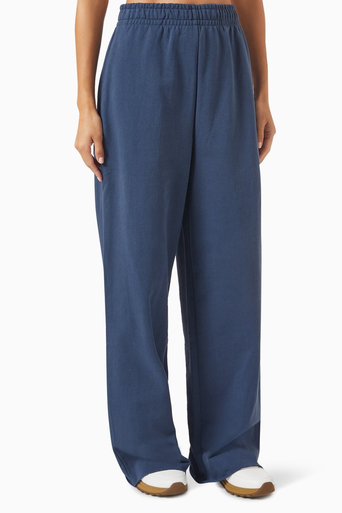 

Wide-leg Pants in French-terry, Blue