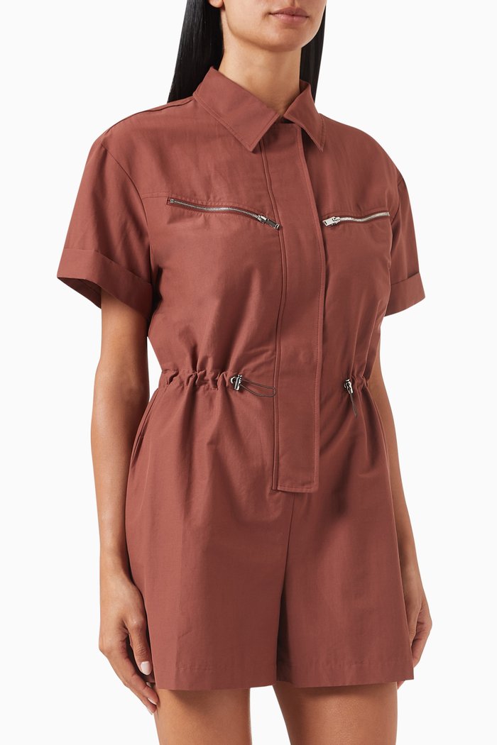 

x GI Zip-up Playsuit in Cotton-blend, Brown