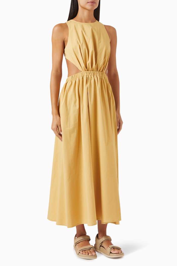 

Open-back Midi Dress in Cotton-blend, Yellow