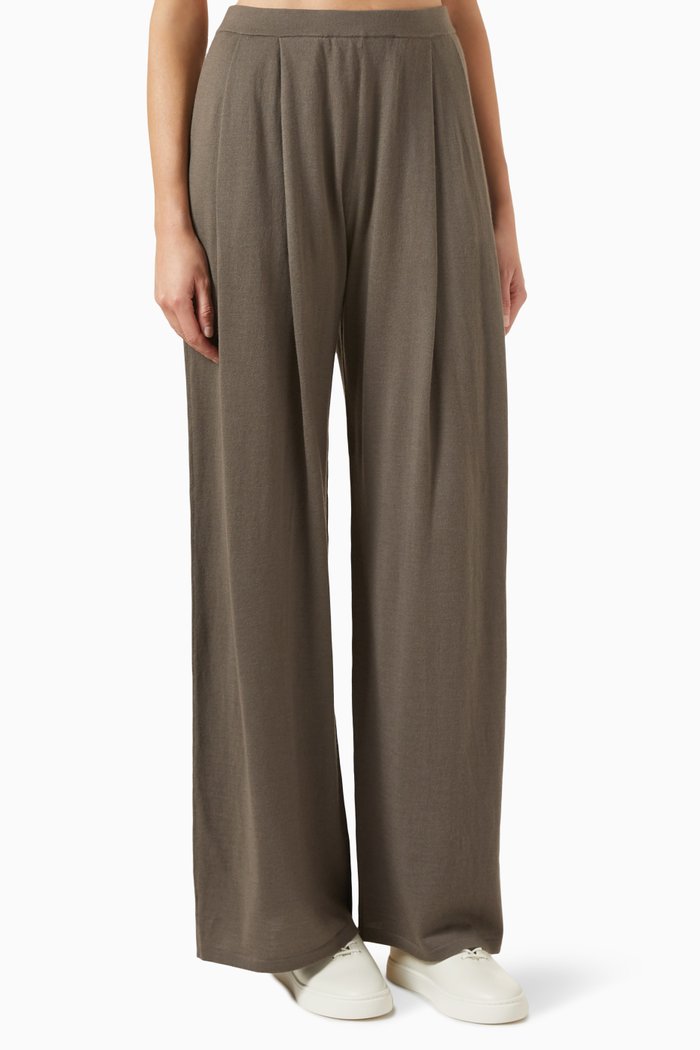 

Wide-leg Pants in Merino-silk Blend, Grey