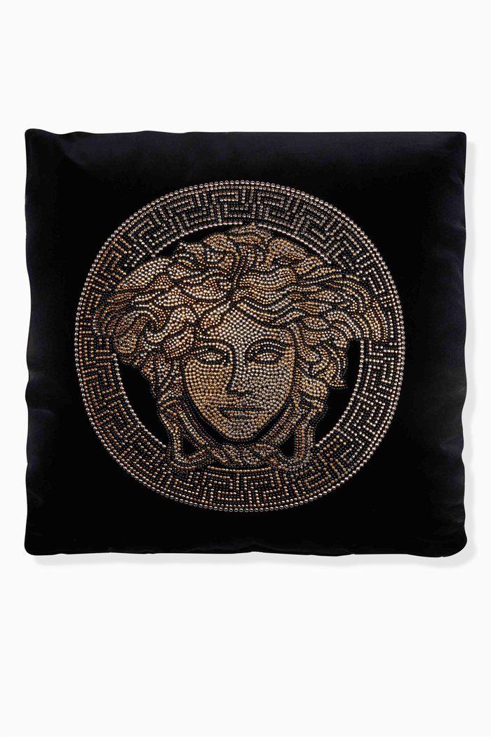 

Studded Icon Cushion in Velvet, Black