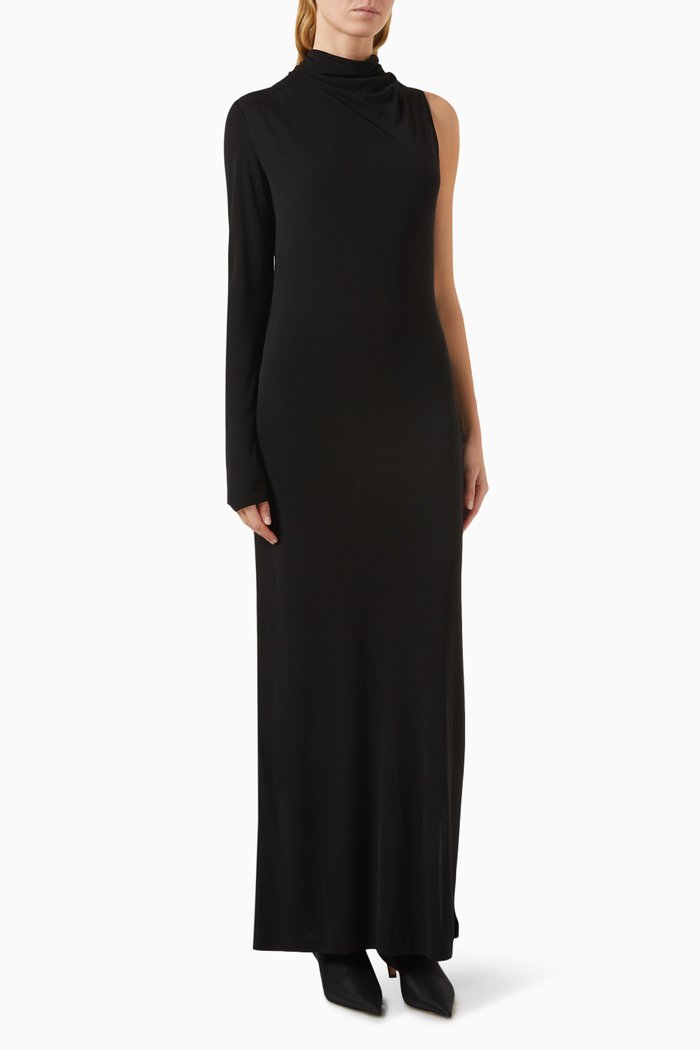 

Draped Maxi Dress in Viscose-jersey, Black