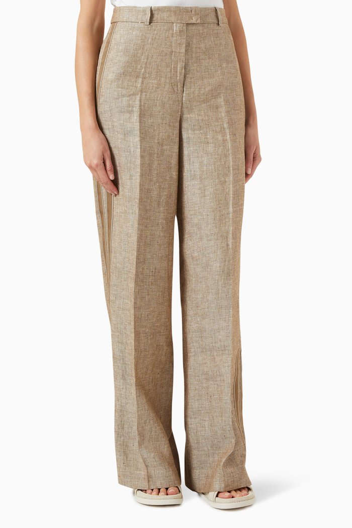 

Side Stripe Pants in Linen, Neutral