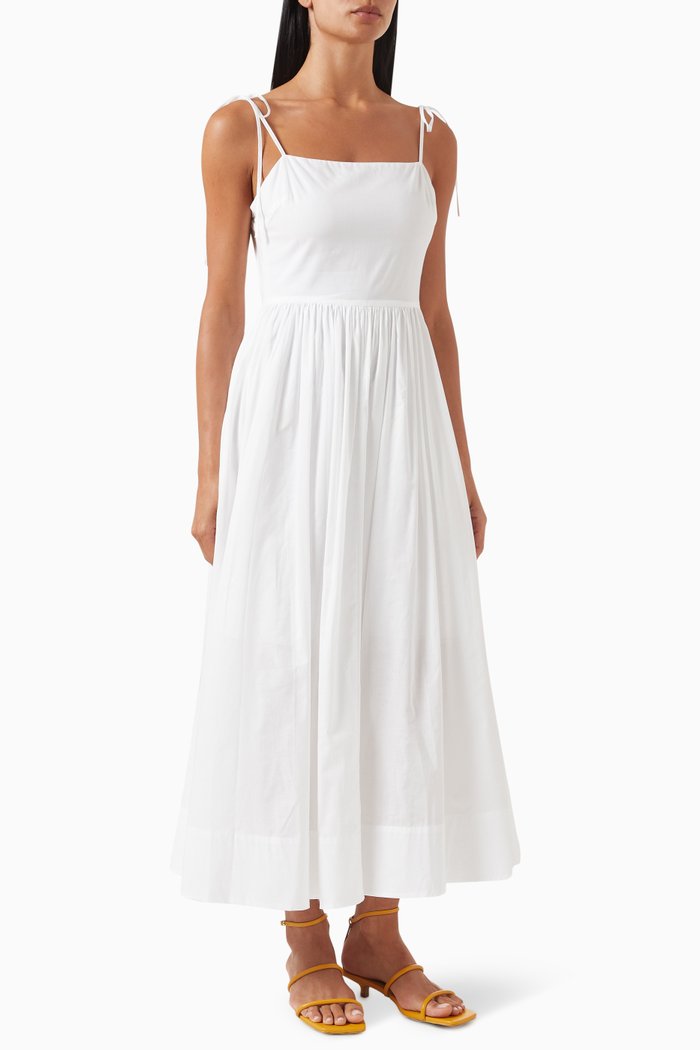 

Open-back Midi Dress in Organic Cotton, White