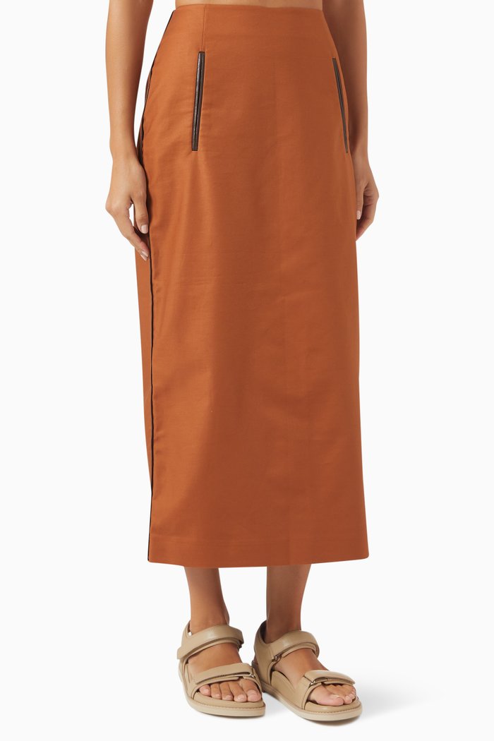 

x GI Midi Pencil Skirt in Cotton, Orange