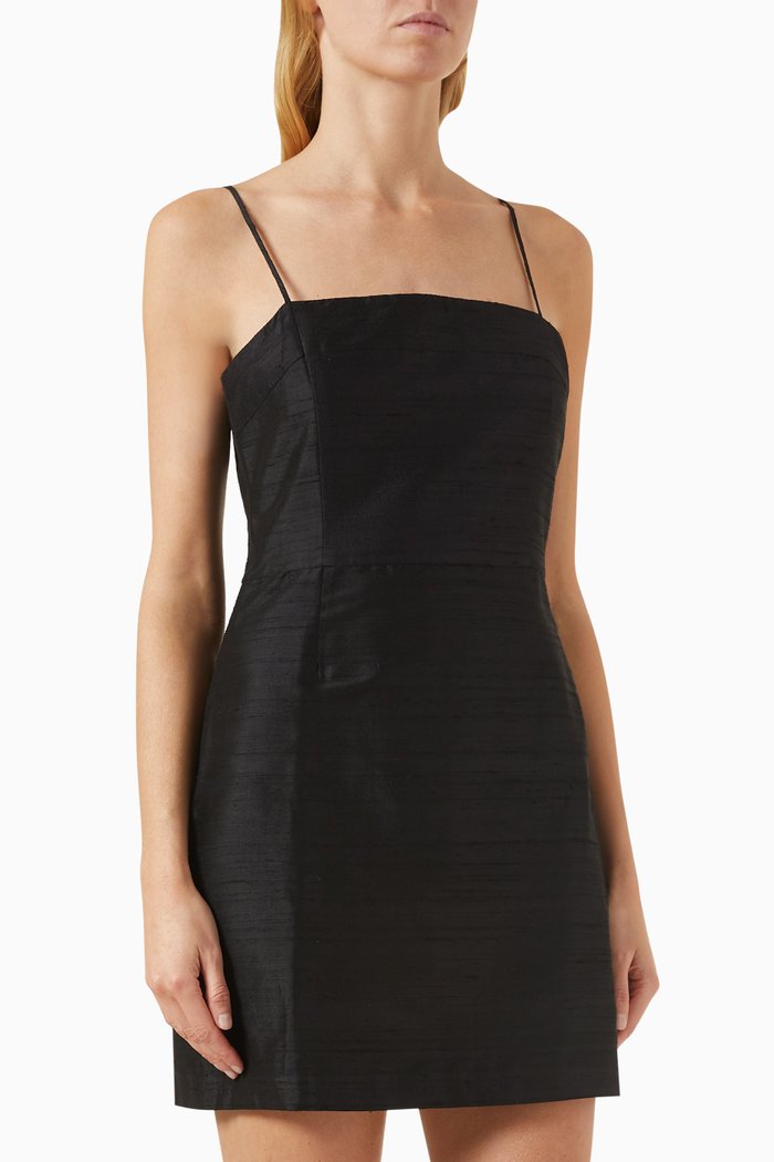 x GI Mini Dress in Mulberry Silk-taffeta, Black