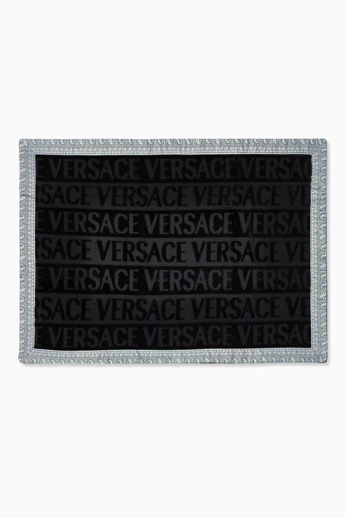 

All-over Logo Bath Mat in Terry Towelling, Black