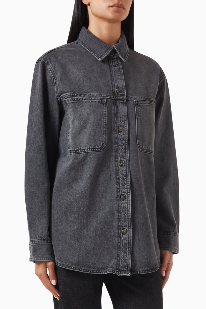Selvedge Shirt in Organic Cotton-denim, Grey
